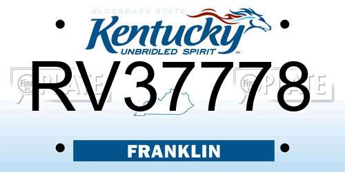 RV37778 Kentucky License Plate