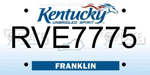 RVE7775 Kentucky License Plate