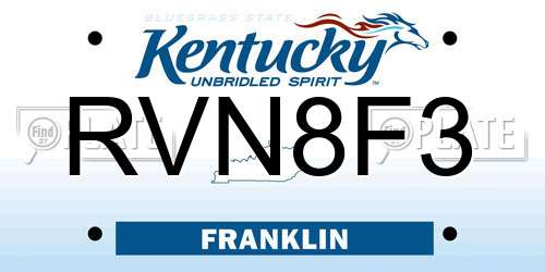 RVN8F3 Kentucky License Plate