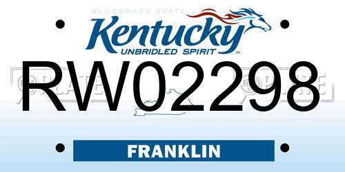 RW02298 Kentucky License Plate