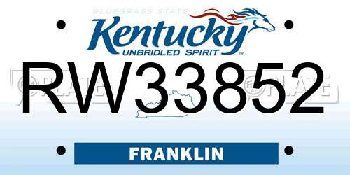 RW33852 Kentucky License Plate