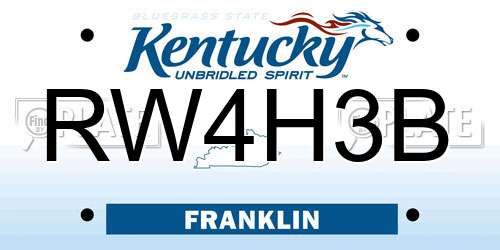 RW4H3B Kentucky License Plate