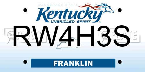 RW4H3S Kentucky License Plate