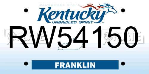 RW54150 Kentucky License Plate