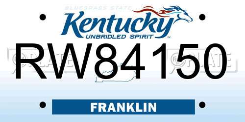 RW84150 Kentucky License Plate