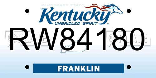 RW84180 Kentucky License Plate