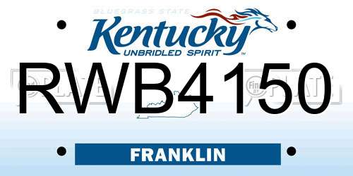 RWB4150 Kentucky License Plate