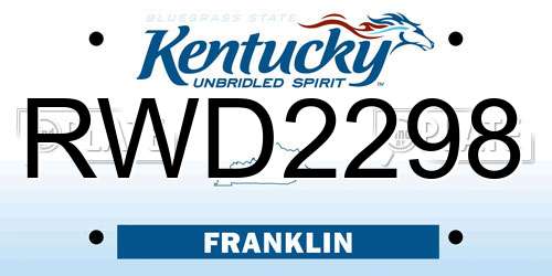 RWD2298 Kentucky License Plate