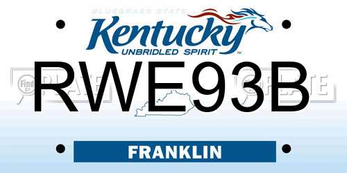 RWE93B Kentucky License Plate