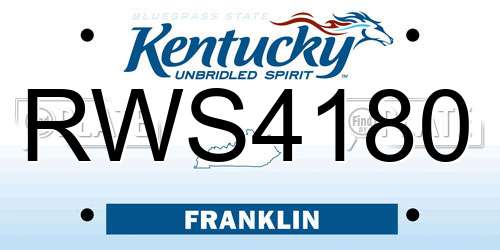 RWS4180 Kentucky License Plate