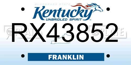 RX43852 Kentucky License Plate