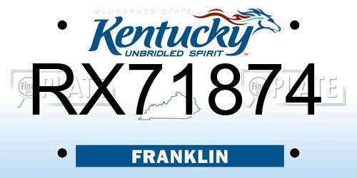RX71874 Kentucky License Plate
