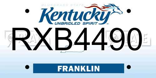 RXB4490 Kentucky License Plate