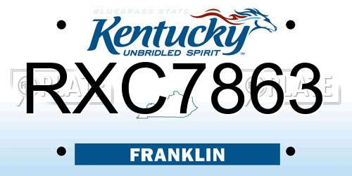 RXC7863 Kentucky License Plate