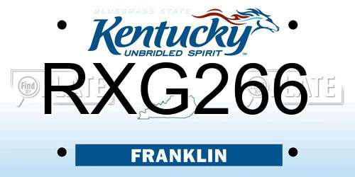 RXG266 Kentucky License Plate