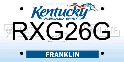 RXG26G Kentucky License Plate