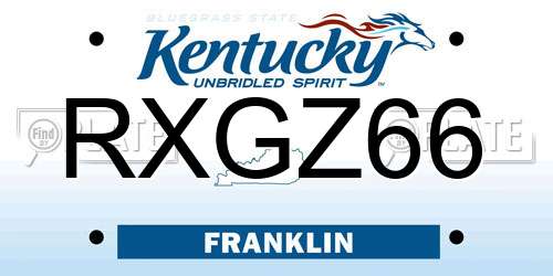RXGZ66 Kentucky License Plate