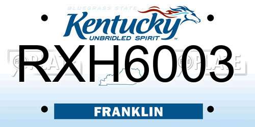 RXH6003 Kentucky License Plate