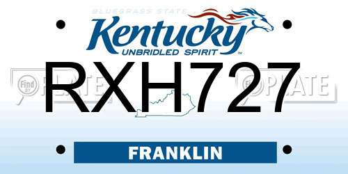 RXH727 Kentucky License Plate