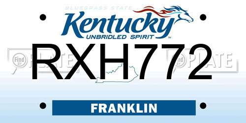 RXH772 Kentucky License Plate
