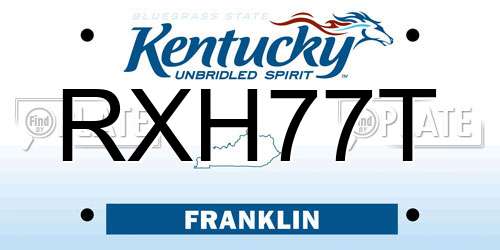 RXH77T Kentucky License Plate