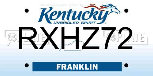 RXHZ72 Kentucky License Plate
