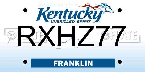 RXHZ77 Kentucky License Plate