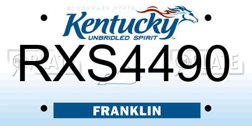 RXS4490 Kentucky License Plate