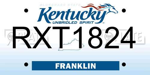 RXT1824 Kentucky License Plate