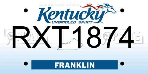 RXT1874 Kentucky License Plate