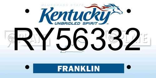 RY56332 Kentucky License Plate