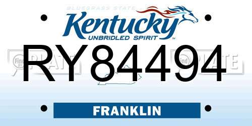 RY84494 Kentucky License Plate