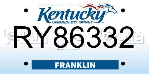 RY86332 Kentucky License Plate