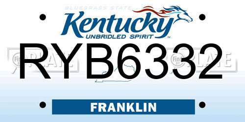 RYB6332 Kentucky License Plate