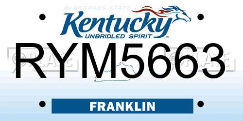 RYM5663 Kentucky License Plate