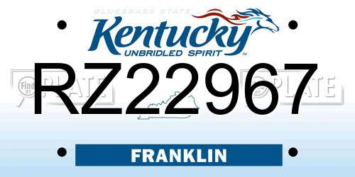 RZ22967 Kentucky License Plate