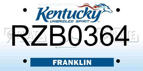 RZB0364 Kentucky License Plate