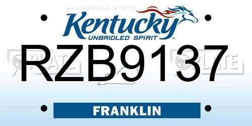 RZB9137 Kentucky License Plate