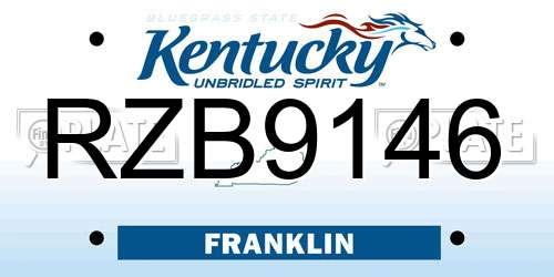 RZB9146 Kentucky License Plate