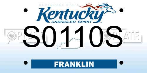 S0110S Kentucky License Plate