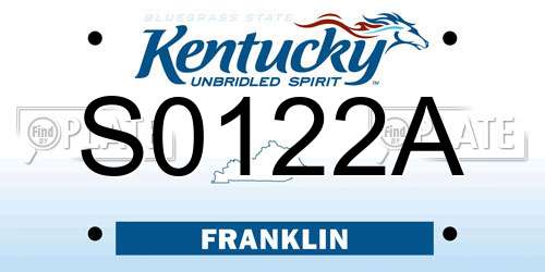 S0122A Kentucky License Plate