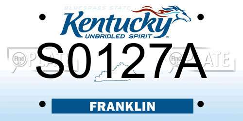 S0127A Kentucky License Plate