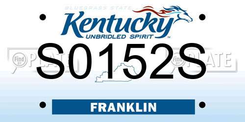 S0152S Kentucky License Plate