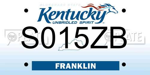 S015ZB Kentucky License Plate