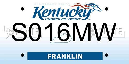 S016MW Kentucky License Plate