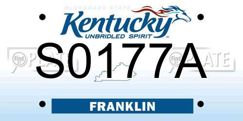 S0177A Kentucky License Plate