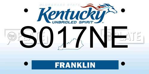 S017NE Kentucky License Plate