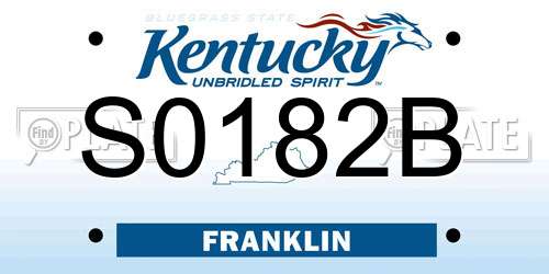S0182B Kentucky License Plate