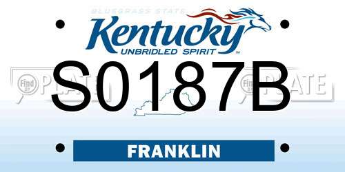 S0187B Kentucky License Plate