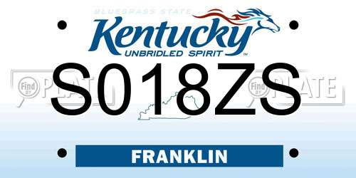 S018ZS Kentucky License Plate